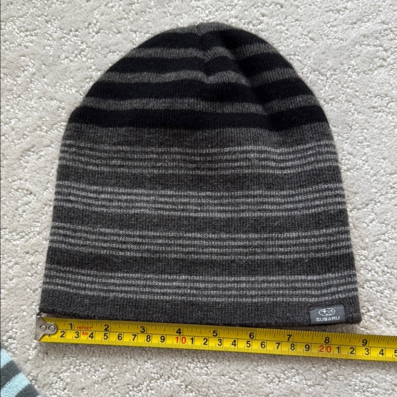 Striped Beanie Set - Black and Gray Subaru hat and blue and gray hat - Picture 5 of 7